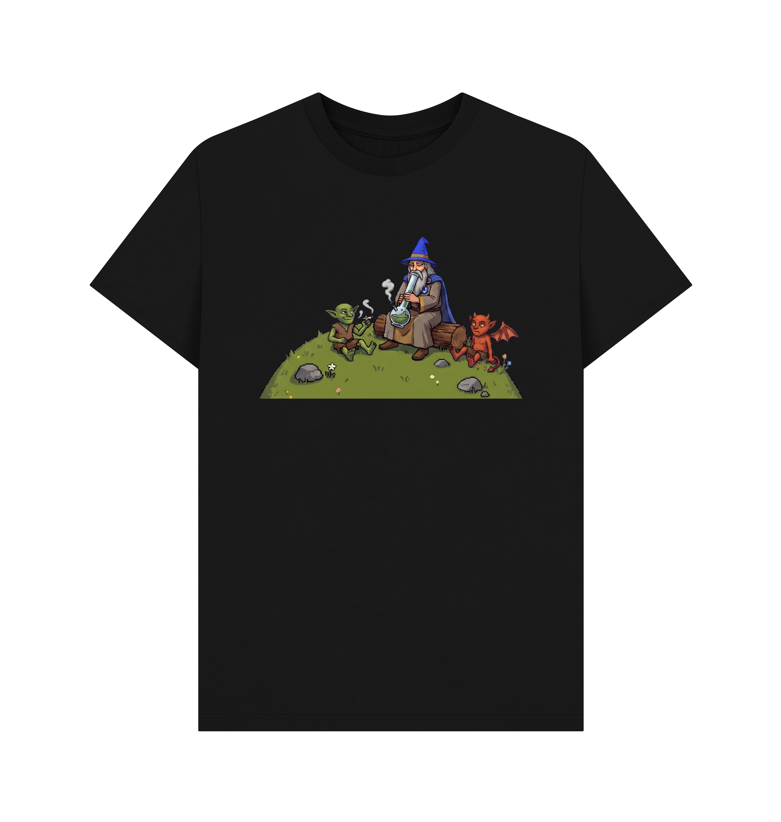 Black Printed T-shirt Front