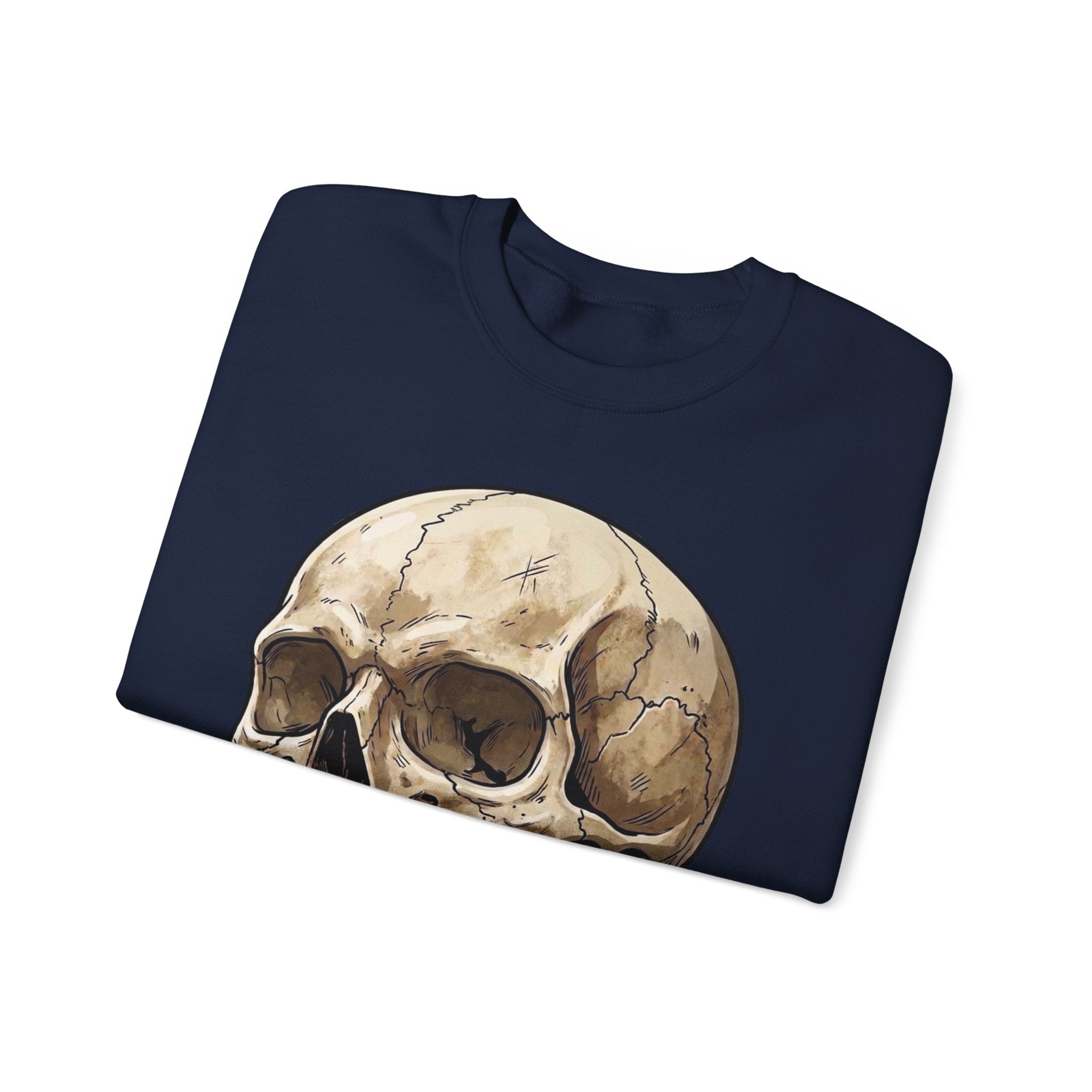 Skull Art Crewneck Sweatshirt — Vintage Anatomical Skull Graphic