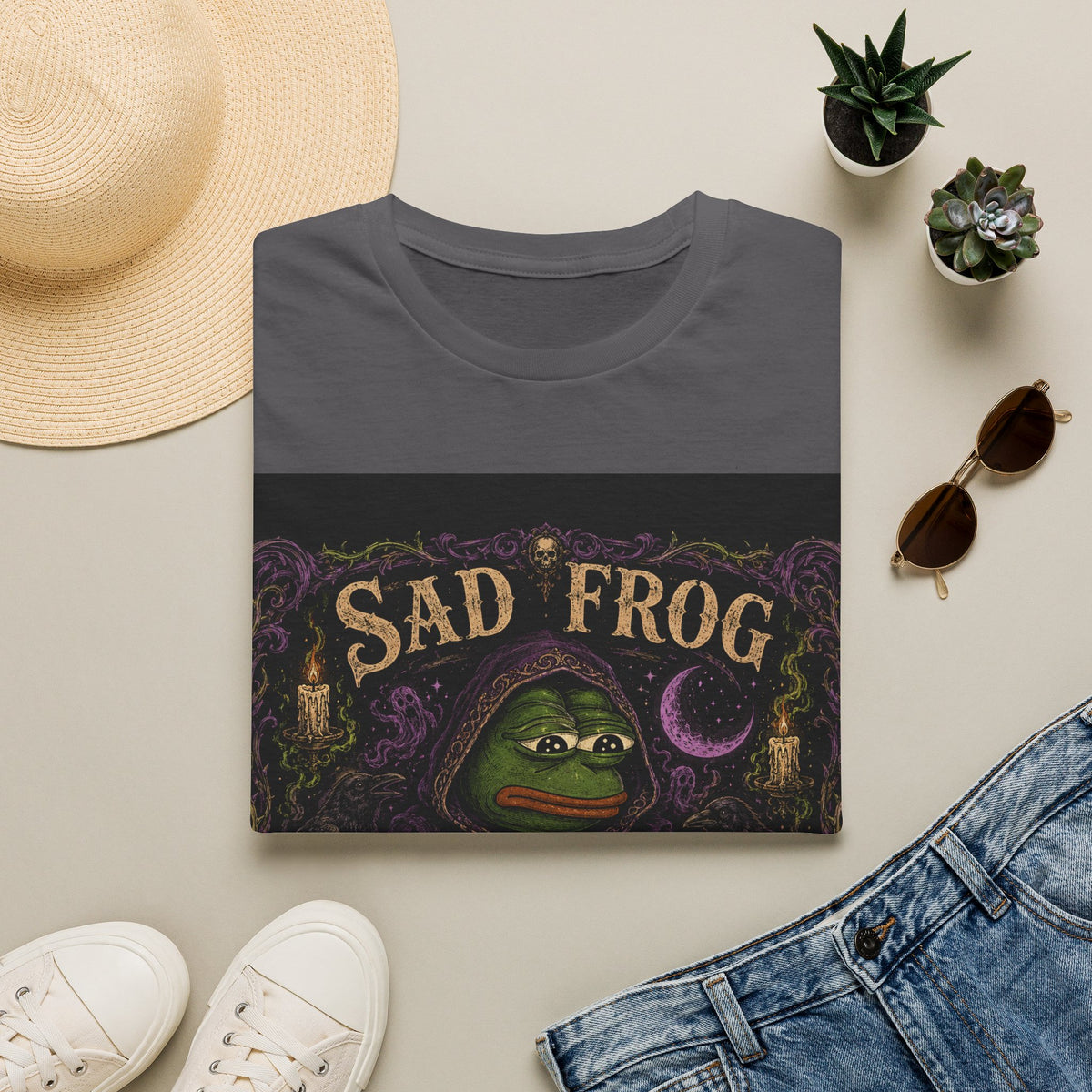 Sad Frog Séance T-Shirt — Moody Witchy Frog Graphic Tee