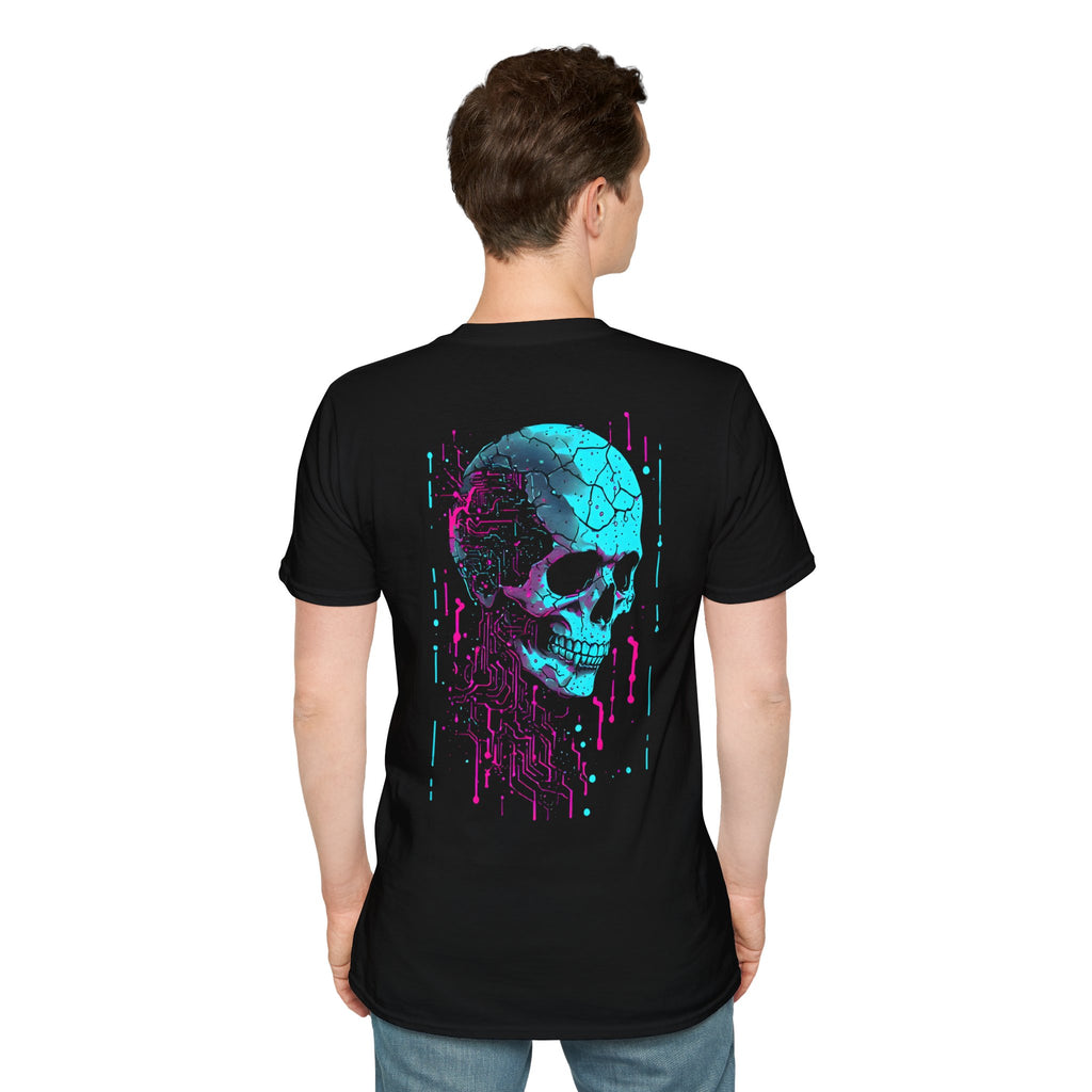 Glitch Skull Back Print Cyberpunk — Tee