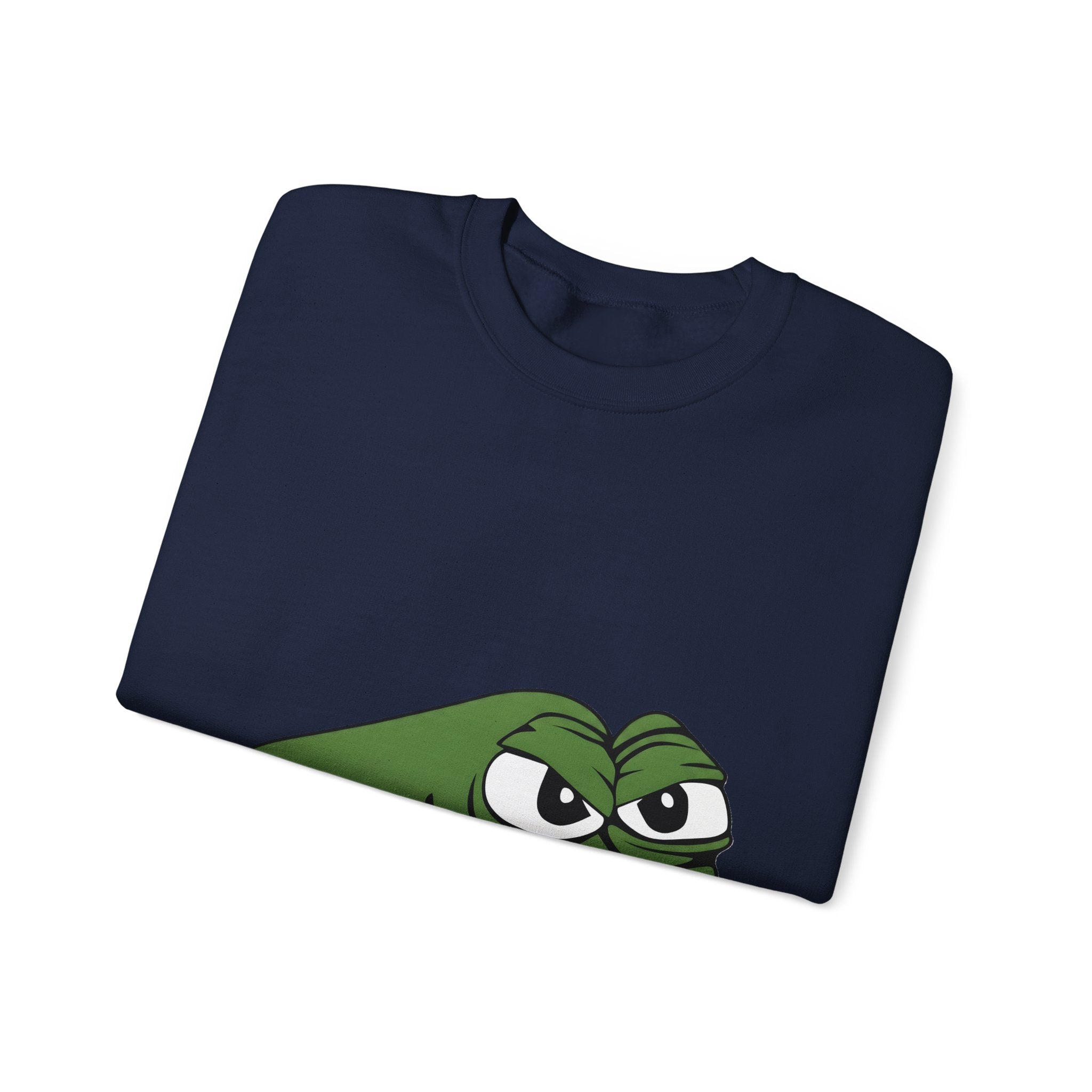Pepe Meme Crewneck Sweatshirt — Grumpy Frog Graphic Pullover