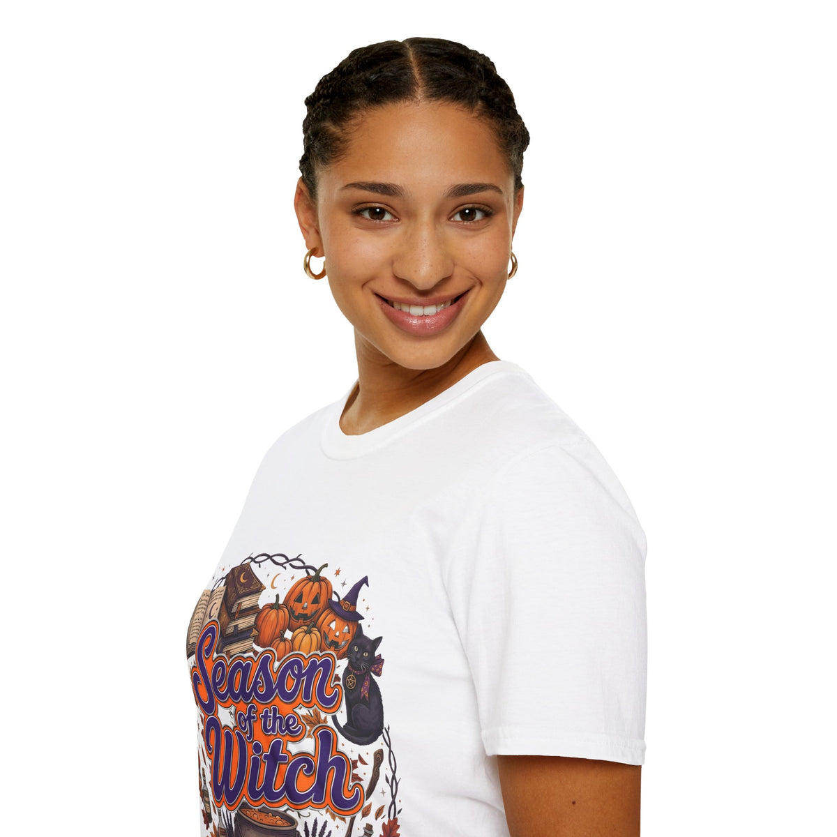 Season of the Witch Halloween T-Shirt — Pumpkin, Witch Hat & Spellbook Tee