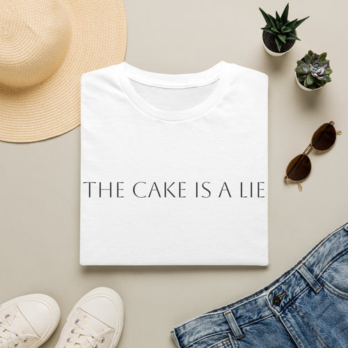 'The Cake Is A Lie' T-Shirt — Minimalist Gaming Quote Tee