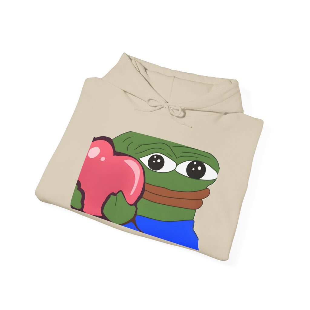 Pepe Heart Hoodie — Cute Pepe Holding Heart Graphic Pullover