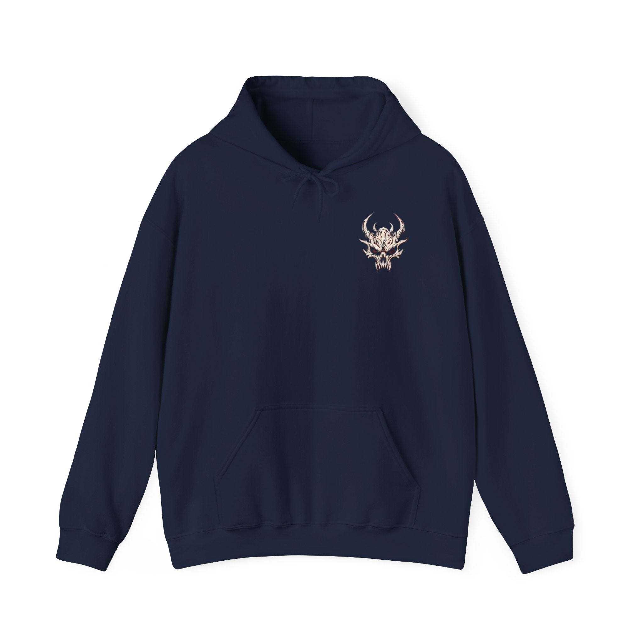 Skull Flame Chest Hoodie — Gothic Streetwear Pullover
