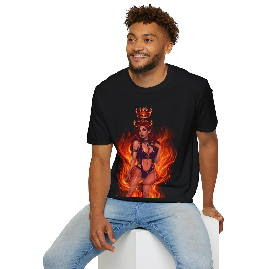 Flaming Witch Queen Graphic T-Shirt - Fire Witch Illustration Tee