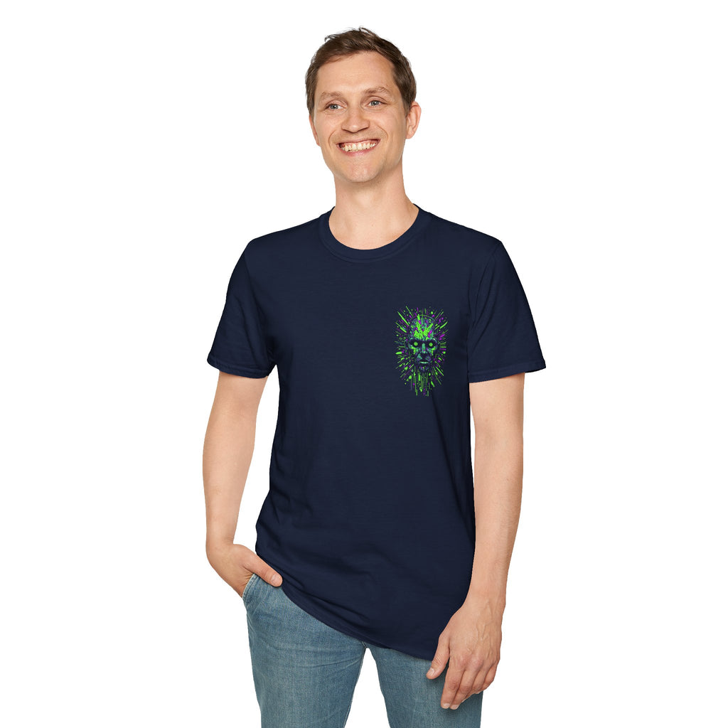 Neon Cyber Skull T-Shirt — Glowing Green Sci‑Fi Graphic Tee