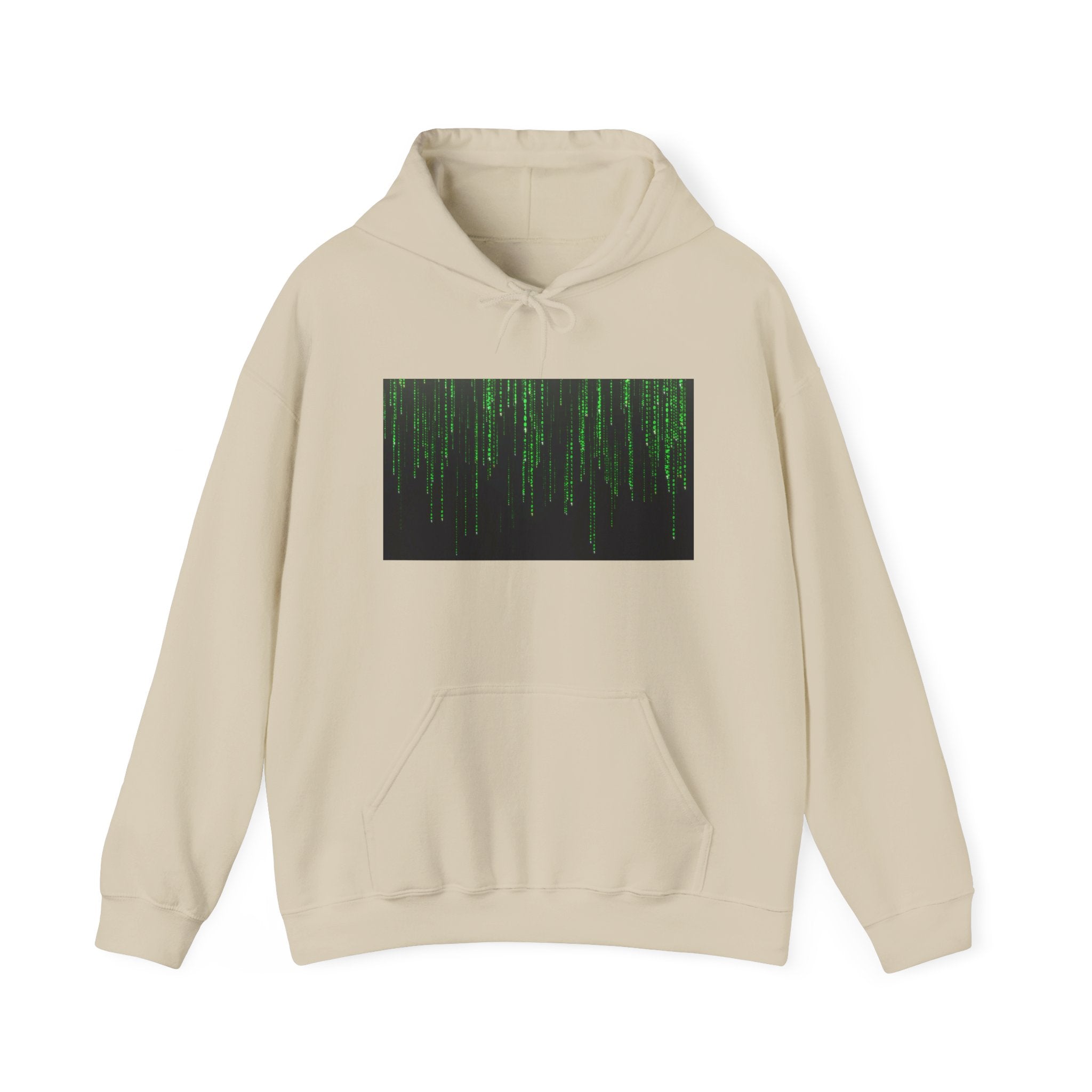 Matrix Code Hoodie — Green Digital Rain Graphic Sweatshirt
