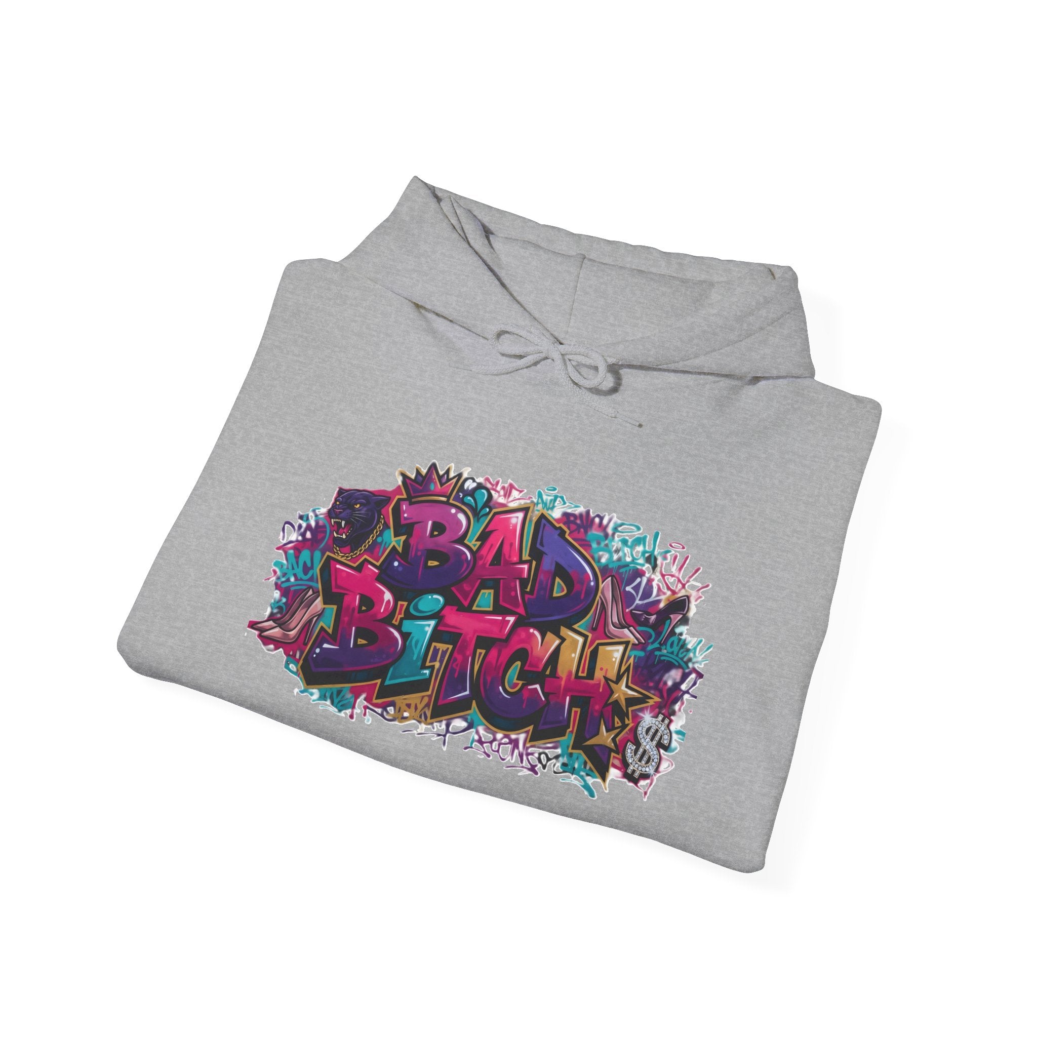 Hoodie — Colorful ‘Bad Bitch’ Graffiti Pullover