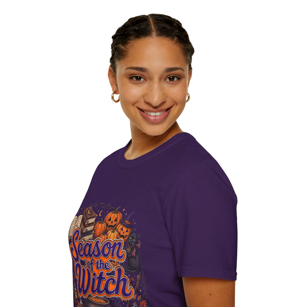 Season of the Witch Halloween T-Shirt — Pumpkin, Witch Hat & Spellbook Tee