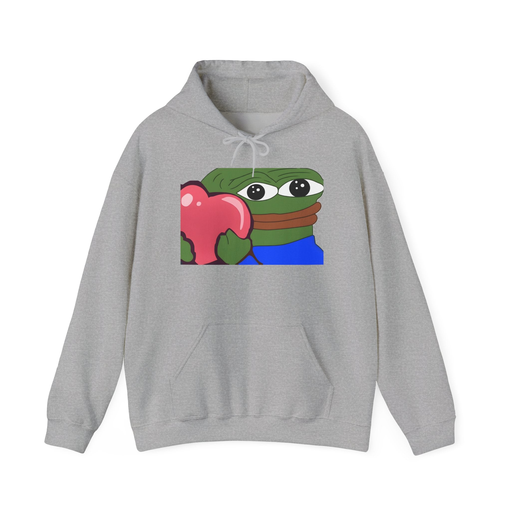 Pepe Heart Hoodie — Cute Pepe Holding Heart Graphic Pullover