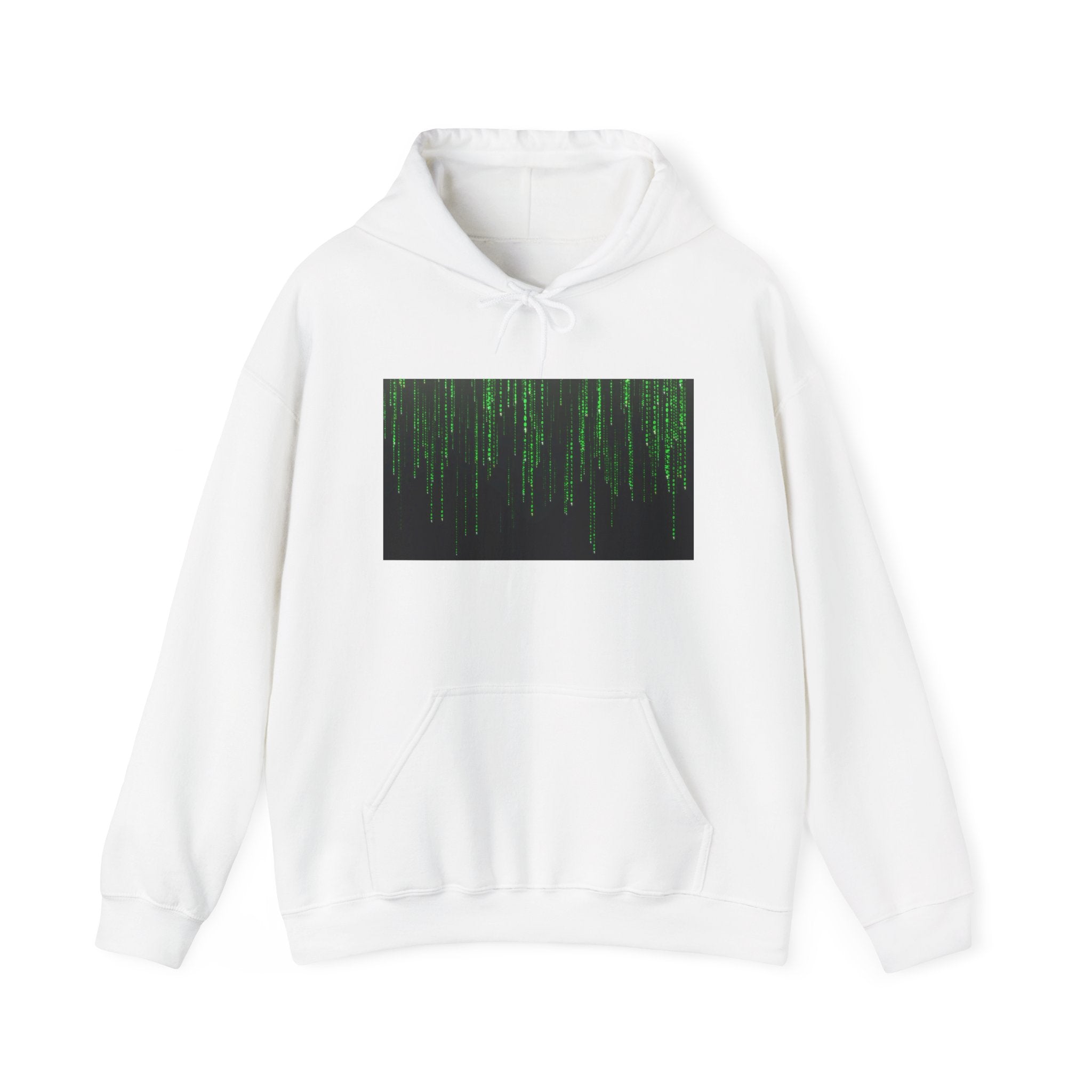 Matrix Code Hoodie — Green Digital Rain Graphic Sweatshirt