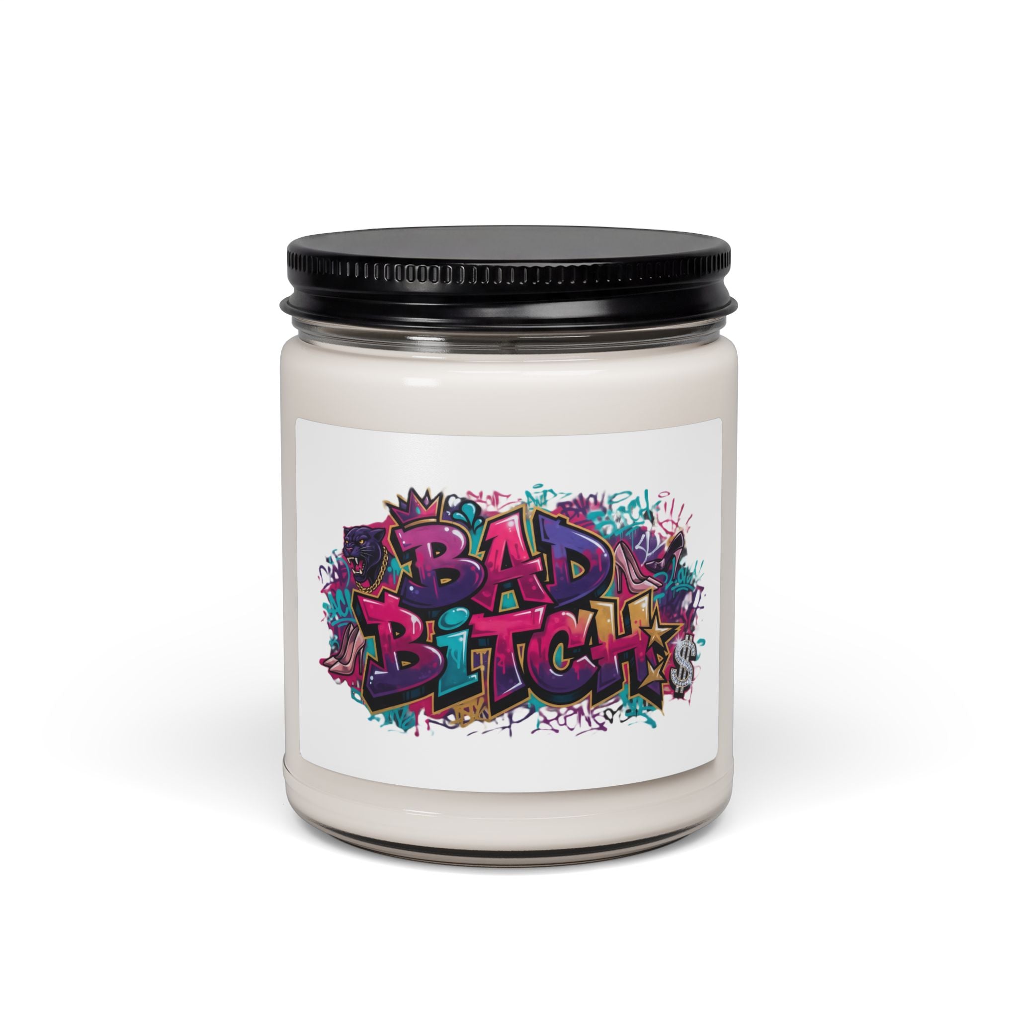 Bad Bitch Scented Soy Candle — 9oz Graffiti Jar Candle, Bold Feminine Gift