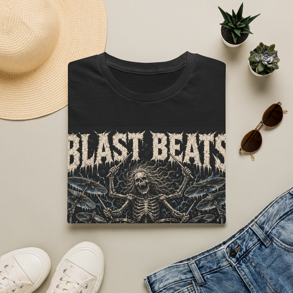 Blast Beats Heavy Metal T‑Shirt — Skeleton Drummer Band Tee