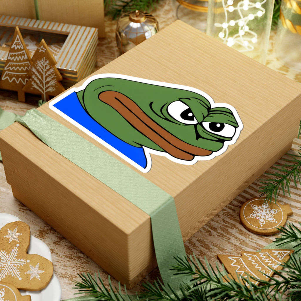 Pepe Frog Sticker — Grumpy Meme Kiss-Cut Vinyl Laptop Decal