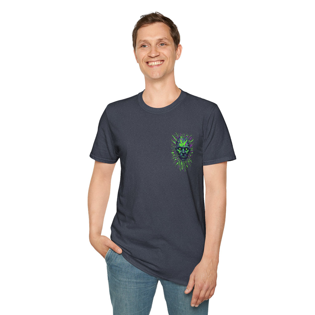 Neon Cyber Skull T-Shirt — Glowing Green Sci‑Fi Graphic Tee