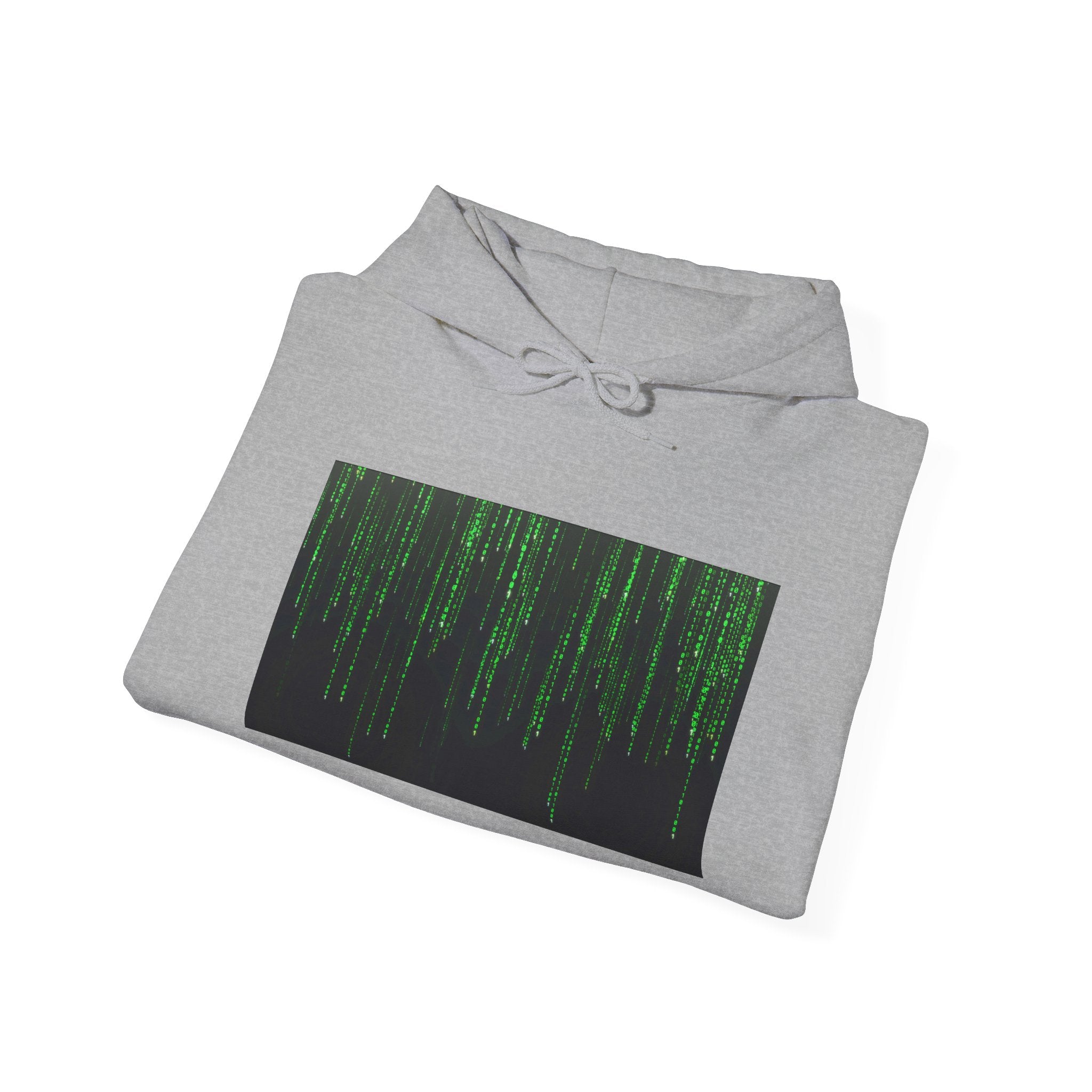 Matrix Code Hoodie — Green Digital Rain Graphic Sweatshirt