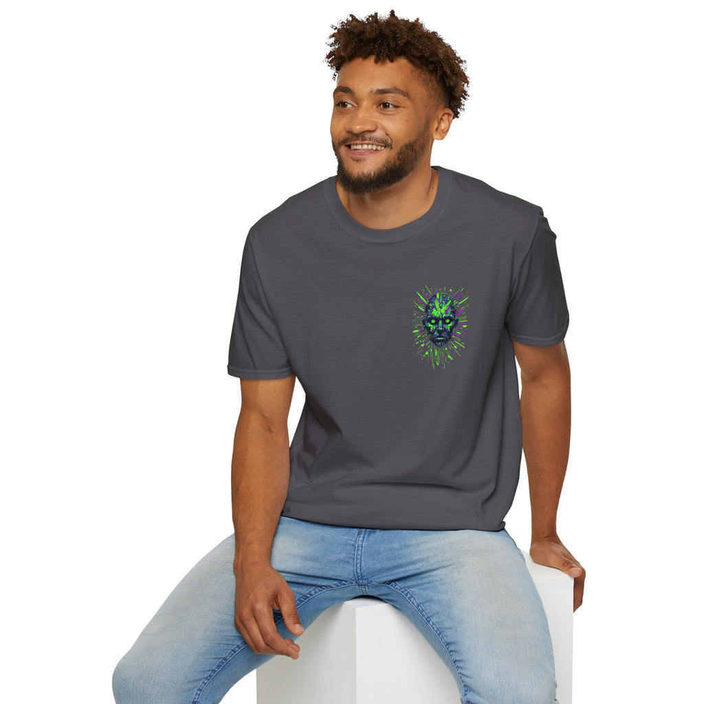 Neon Cyber Skull T-Shirt — Glowing Green Sci‑Fi Graphic Tee