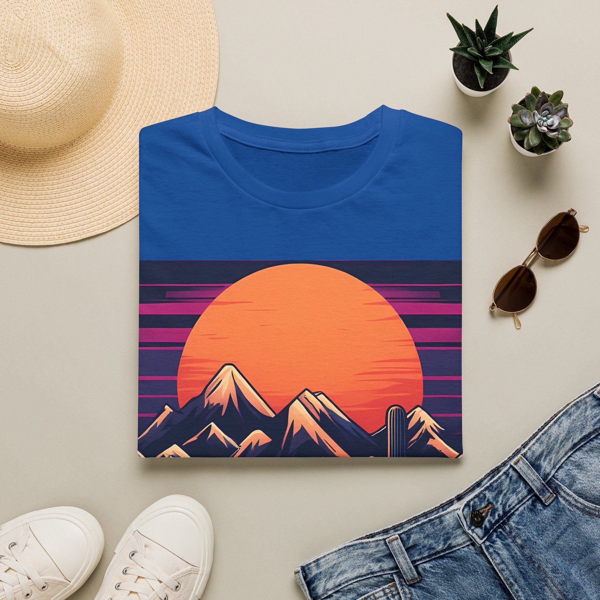 Sunset Mountains T-Shirt — Retro Desert Sunset Graphic Tee