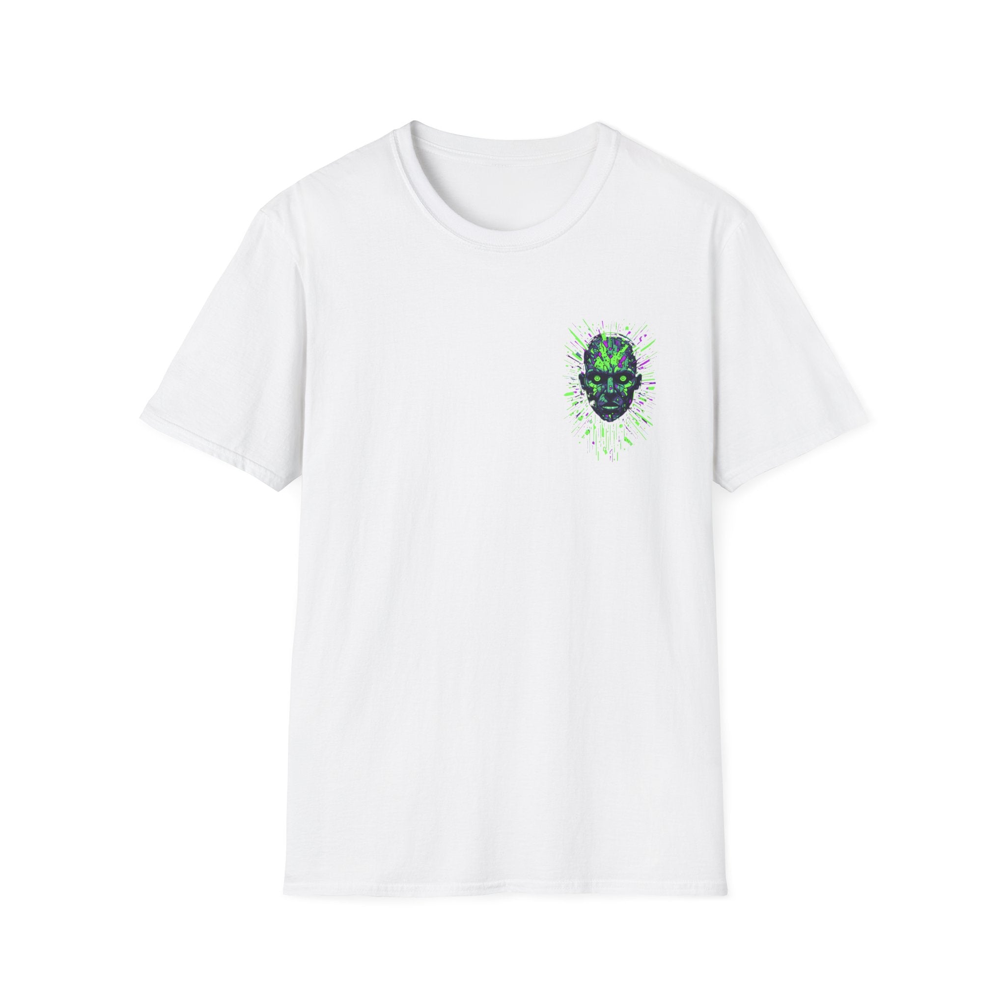 Neon Cyber Skull T-Shirt — Glowing Green Sci‑Fi Graphic Tee