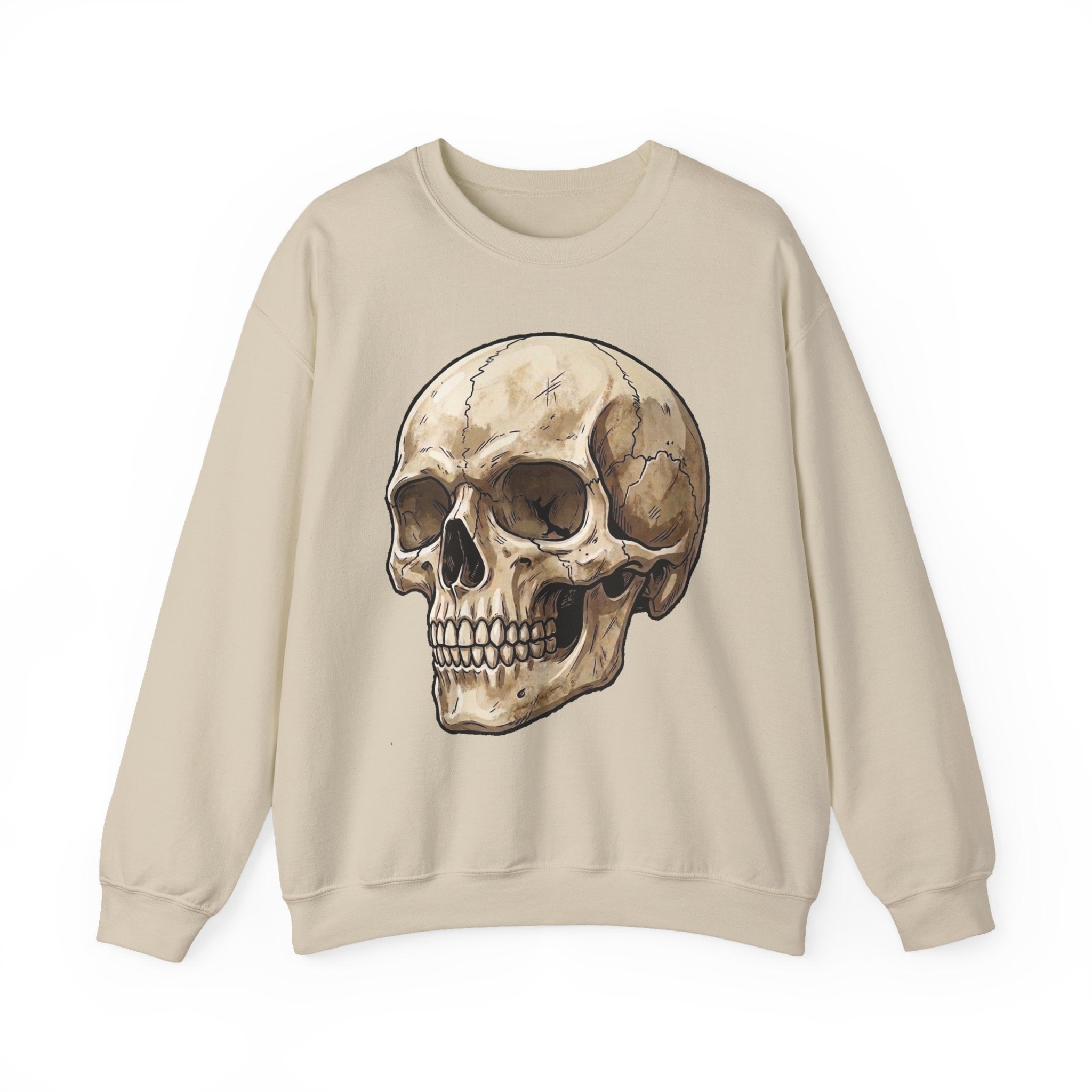 Skull Art Crewneck Sweatshirt — Vintage Anatomical Skull Graphic