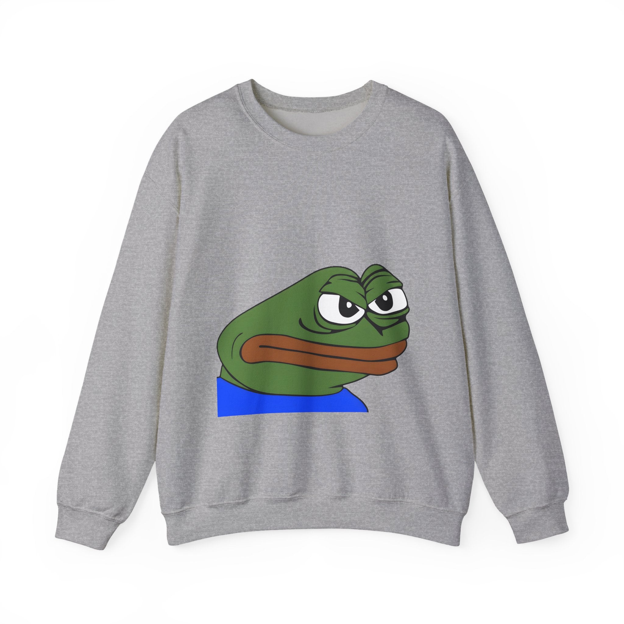 Pepe Meme Crewneck Sweatshirt — Grumpy Frog Graphic Pullover