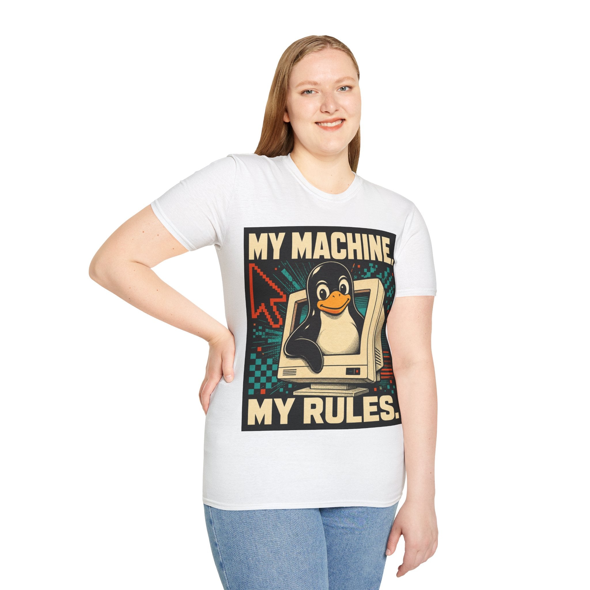 Retro Tux Penguin Tee — "My Machine, My Rules" Vintage Computer T-Shirt