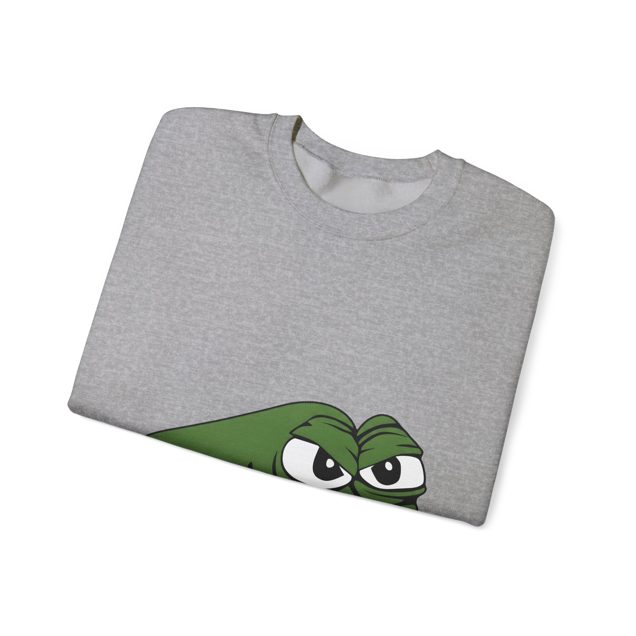Pepe Meme Crewneck Sweatshirt — Grumpy Frog Graphic Pullover