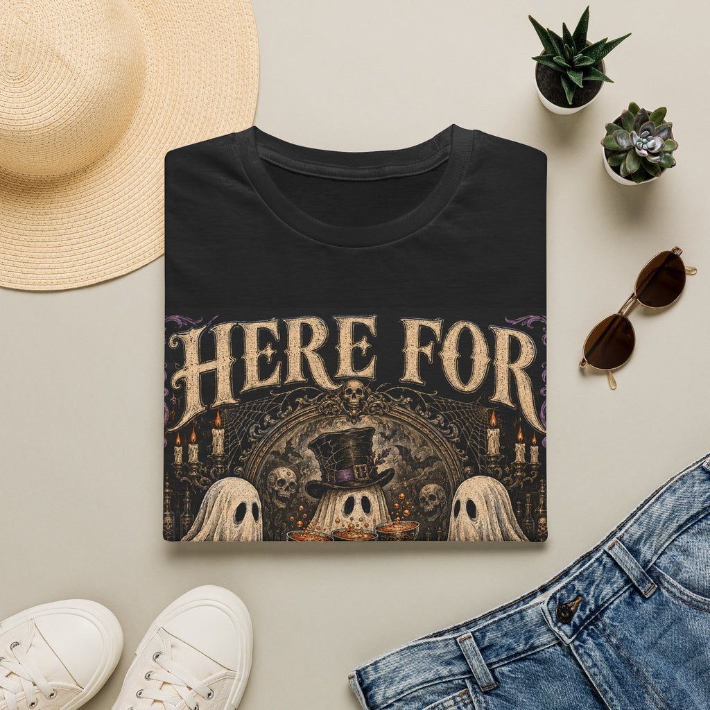 Halloween T‑Shirt — "Here For The Boos" Vintage Ghost & Skull Design