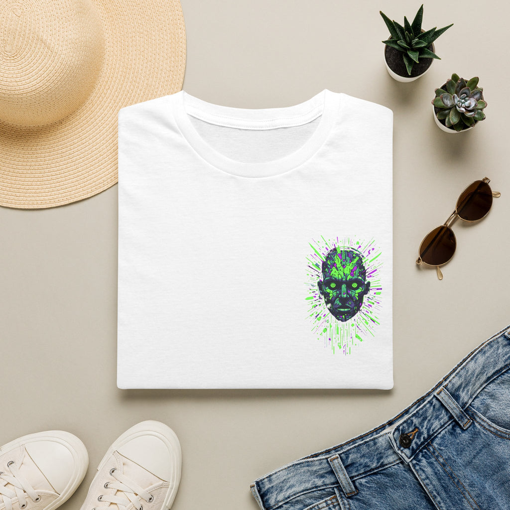 Neon Cyber Skull T-Shirt — Glowing Green Sci‑Fi Graphic Tee