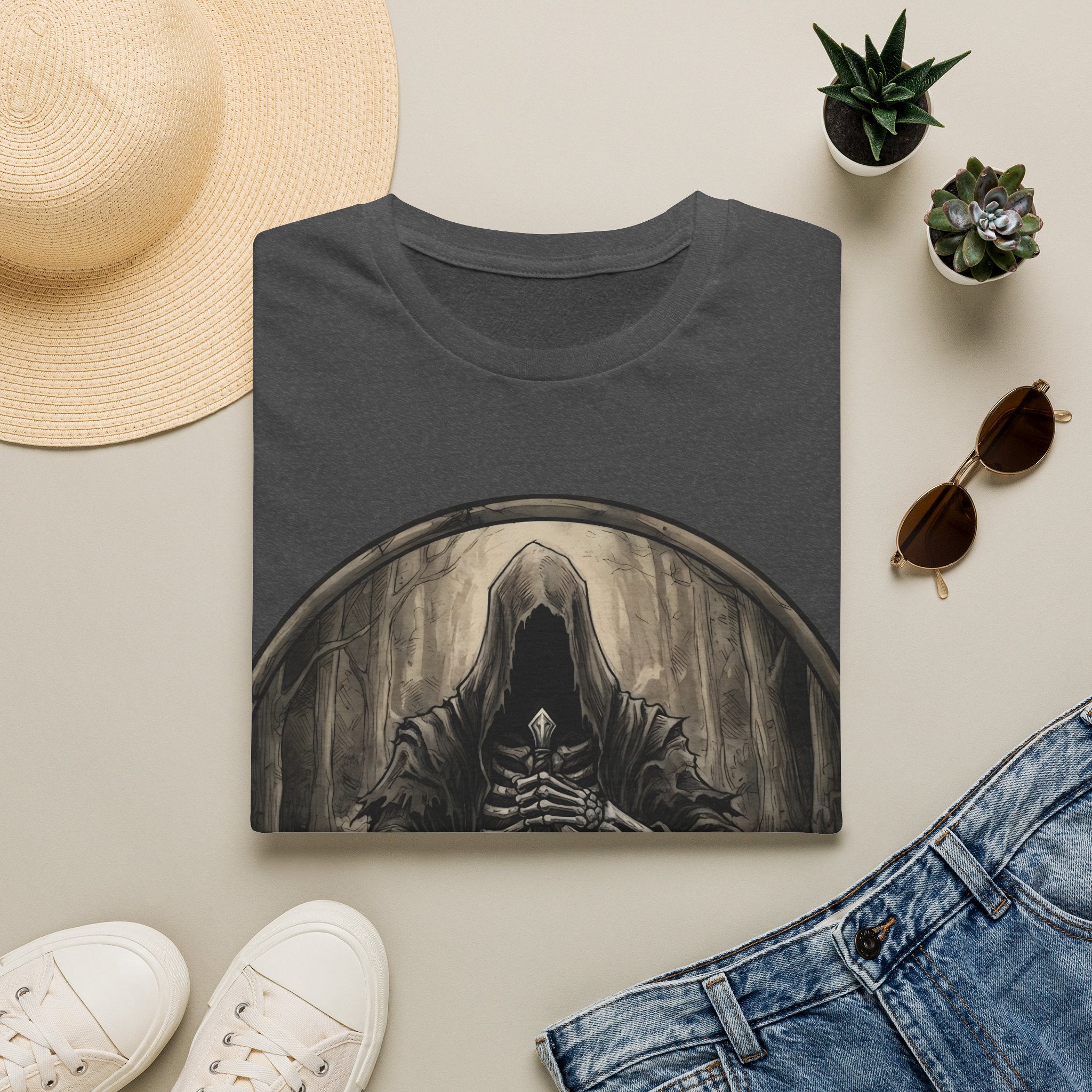 Grim Reaper Hooded Knight T-Shirt — Dark Fantasy Gothic Tee
