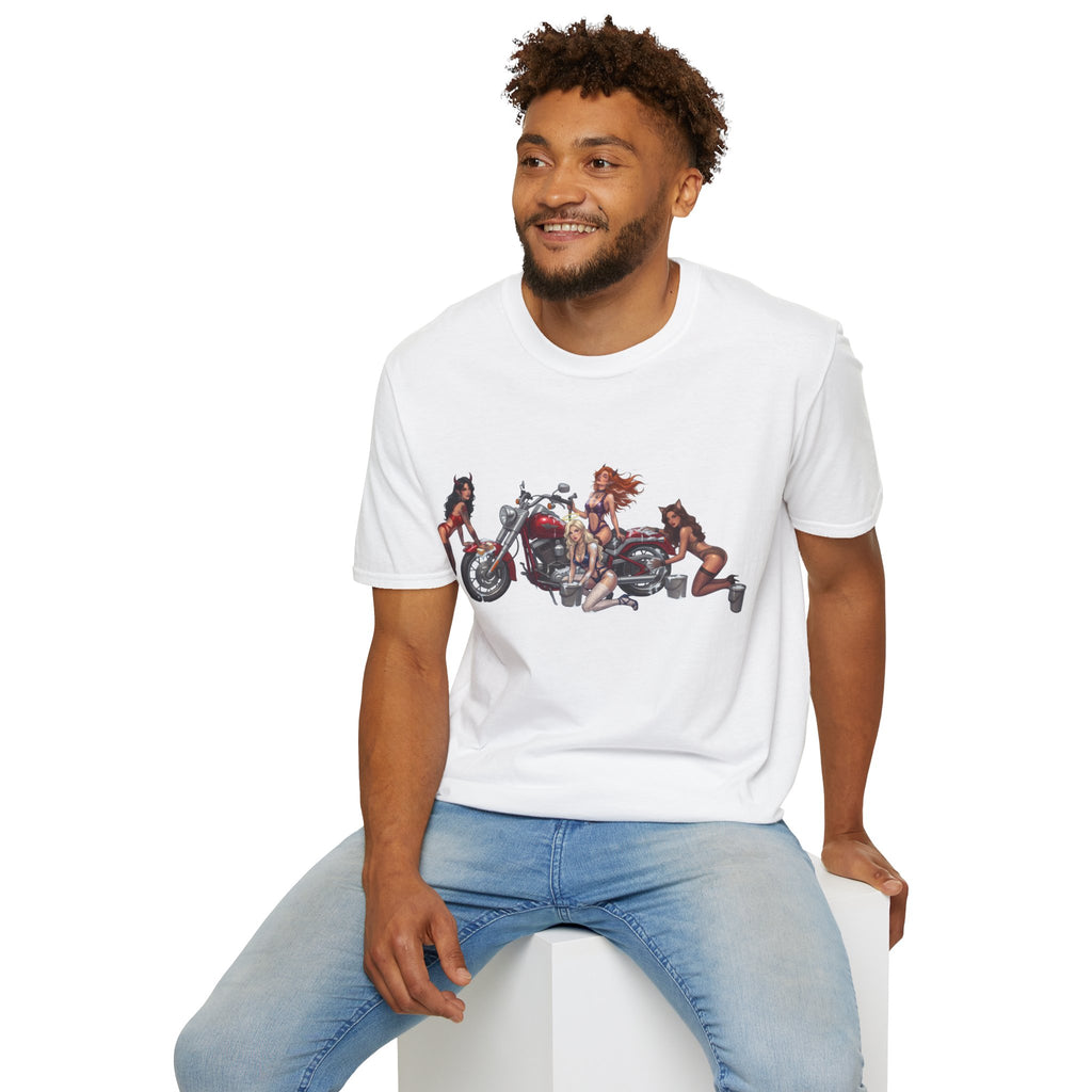 Biker Pinup T-Shirt — Vintage Motorcycle Pinup Girls Tee