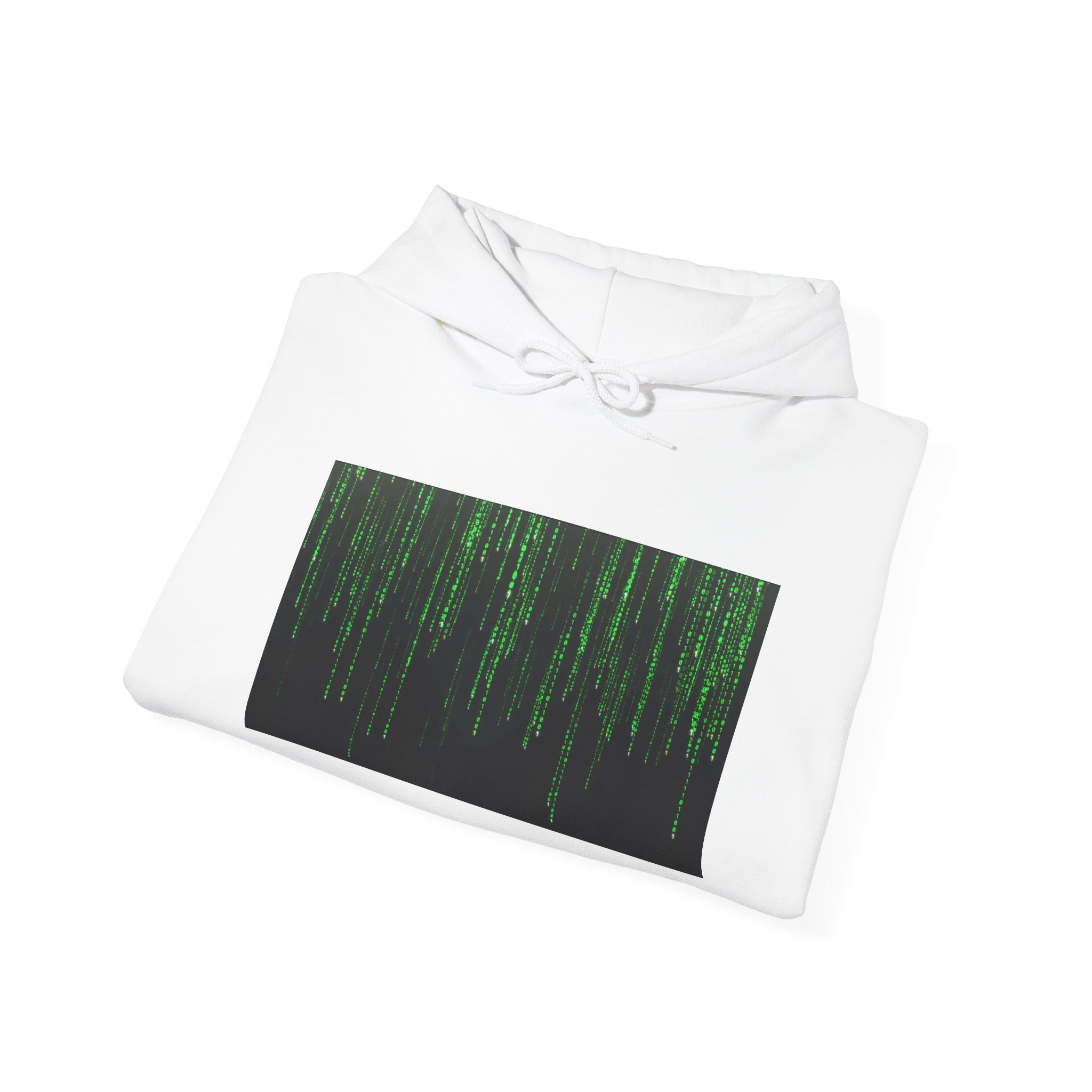 Matrix Code Hoodie — Green Digital Rain Graphic Sweatshirt