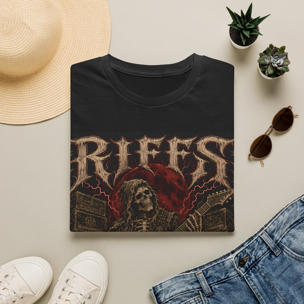 Riffs Raise the Dead Guitar Skull Tee