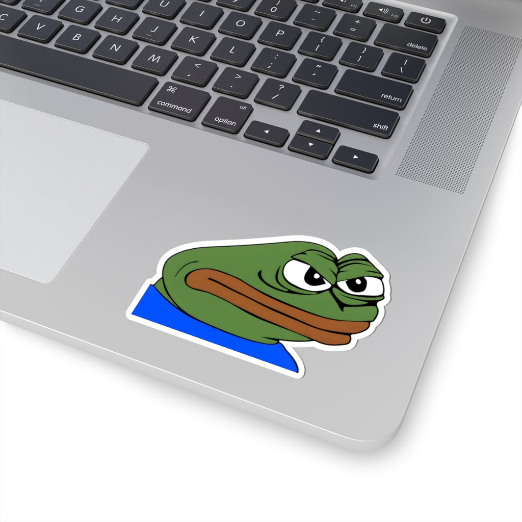 Pepe Frog Sticker — Grumpy Meme Kiss-Cut Vinyl Laptop Decal