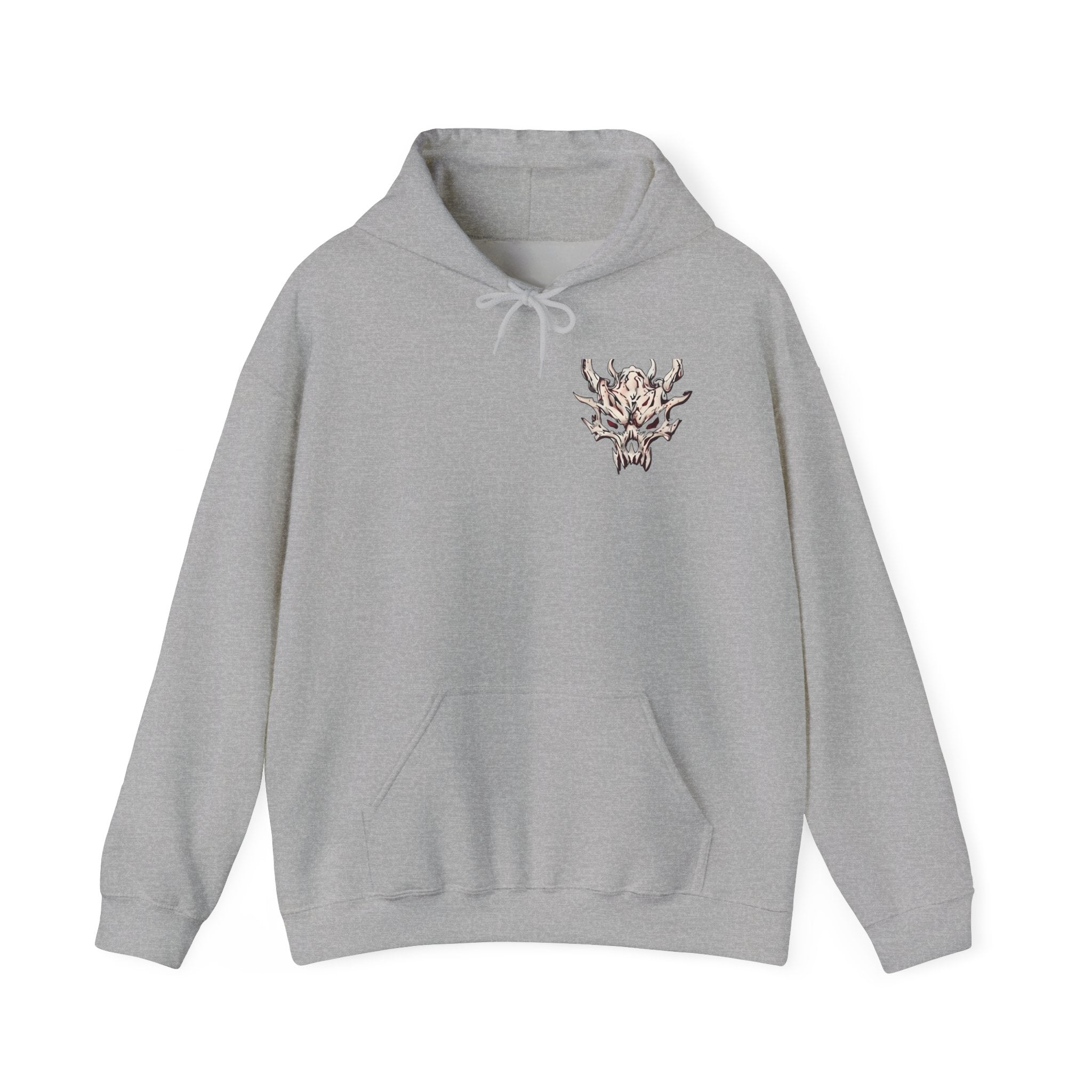 Skull Flame Chest Hoodie — Gothic Streetwear Pullover