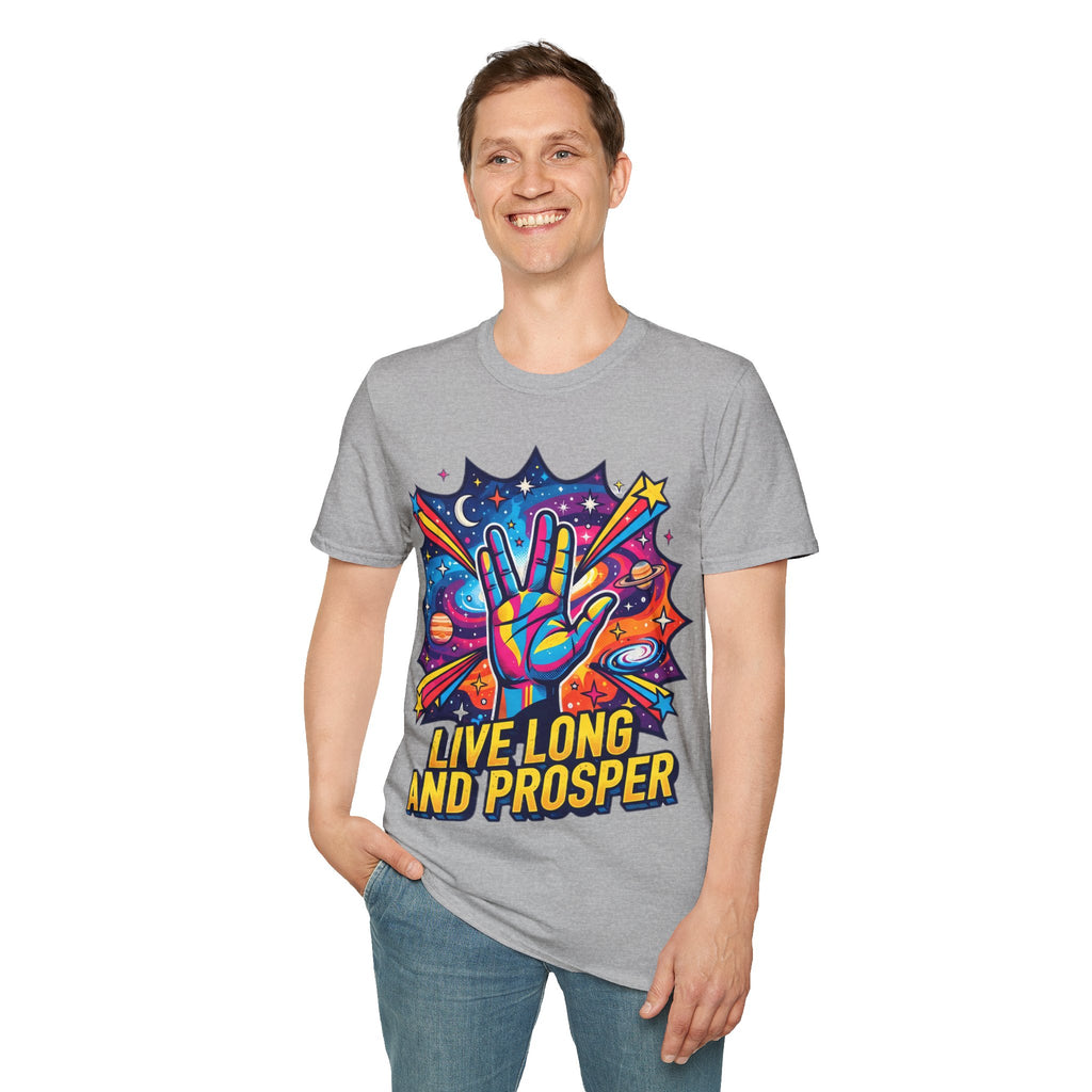 Live Long and Prosper T-Shirt — Colorful Space Vulcan Salute Tee