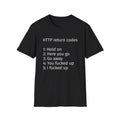 HTTP Return Codes T-Shirt — Funny Programmer Tee ("1: Hold on, 2: Here you go, 3: Go away")