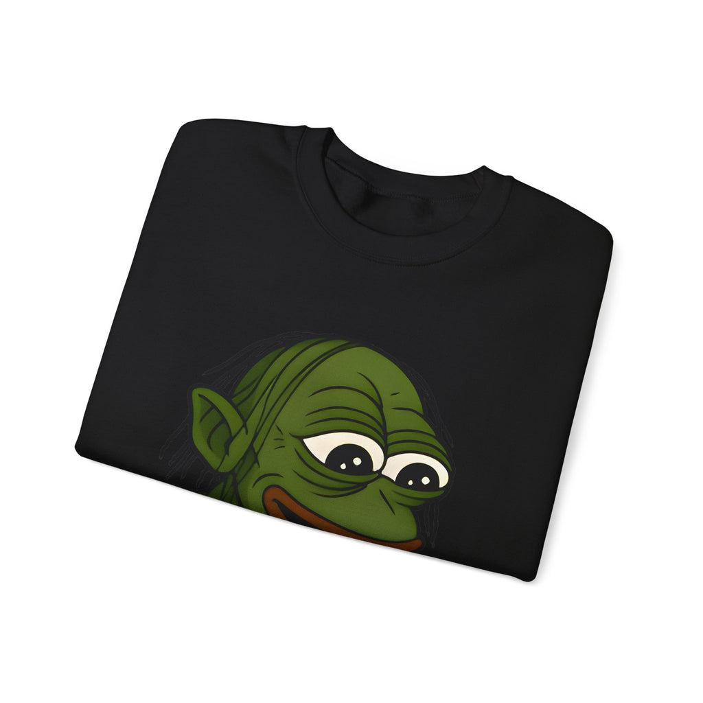 Crewneck Sweatshirt — Cartoon Goblin Holding Ring Graphic