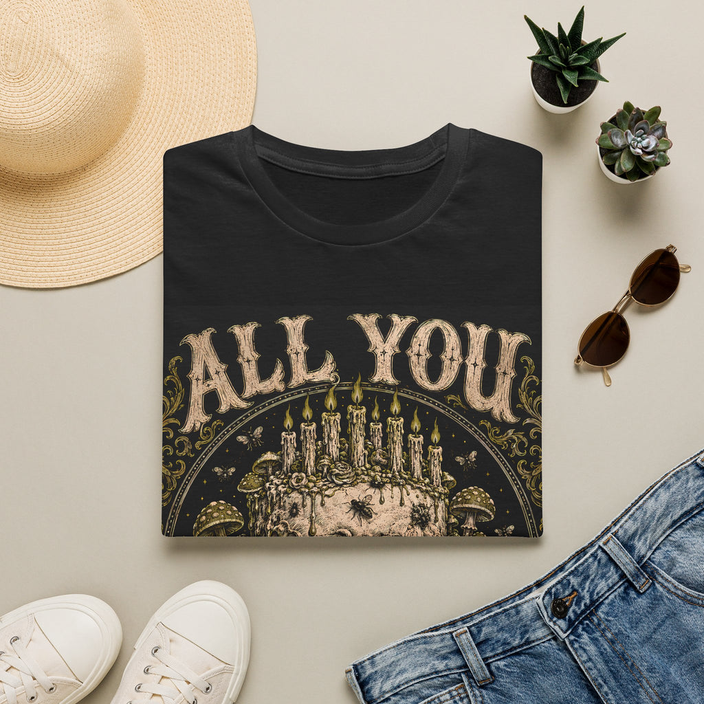 Skull Candle Crown T‑Shirt — "All You Can Rot" Vintage Gothic Tee