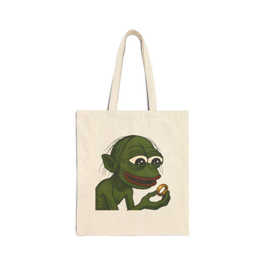 Canvas Tote Bag — Whimsical Frog Holding Ring Illustration