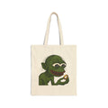 Canvas Tote Bag — Whimsical Frog Holding Ring Illustration