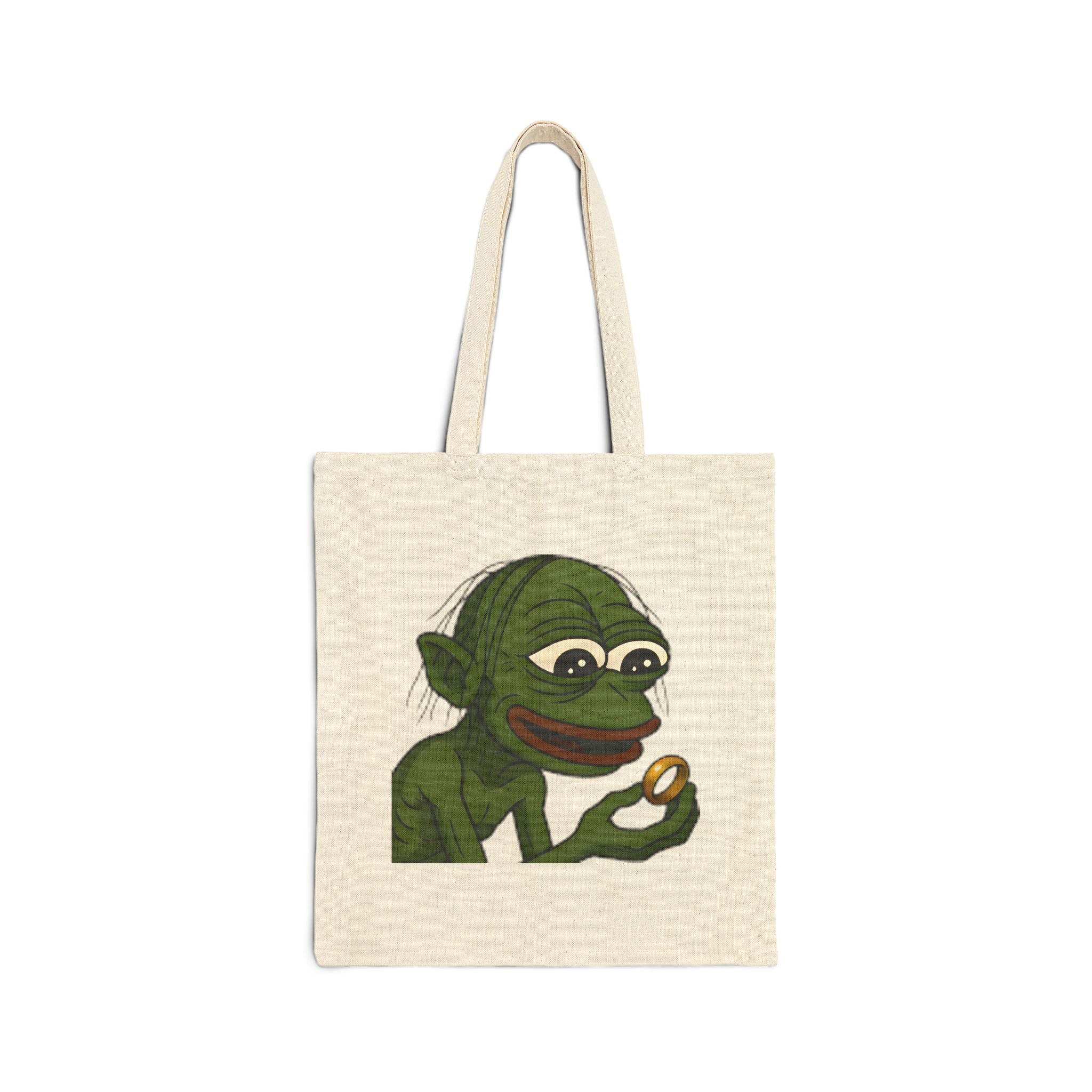Canvas Tote Bag — Whimsical Frog Holding Ring Illustration