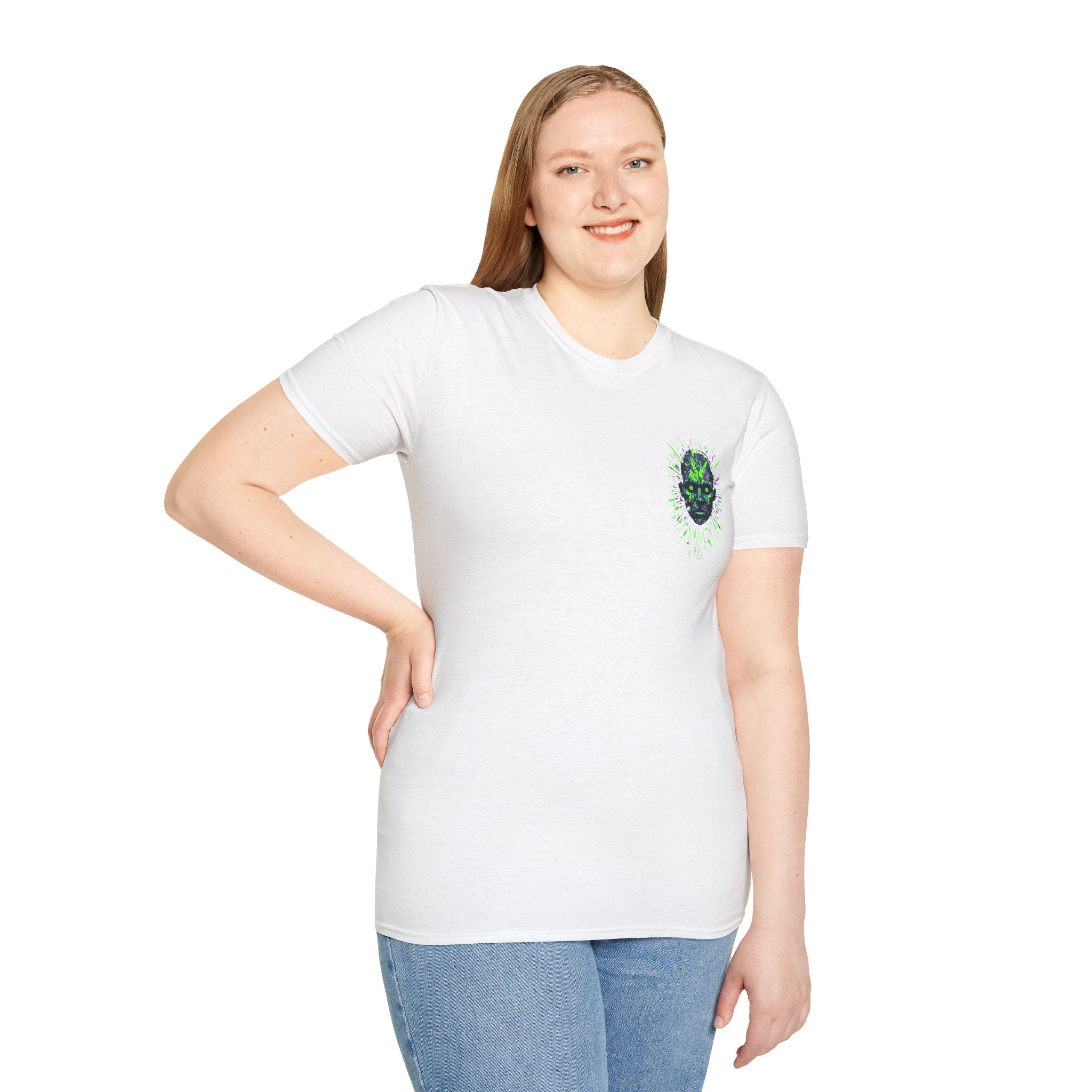 Neon Cyber Skull T-Shirt — Glowing Green Sci‑Fi Graphic Tee