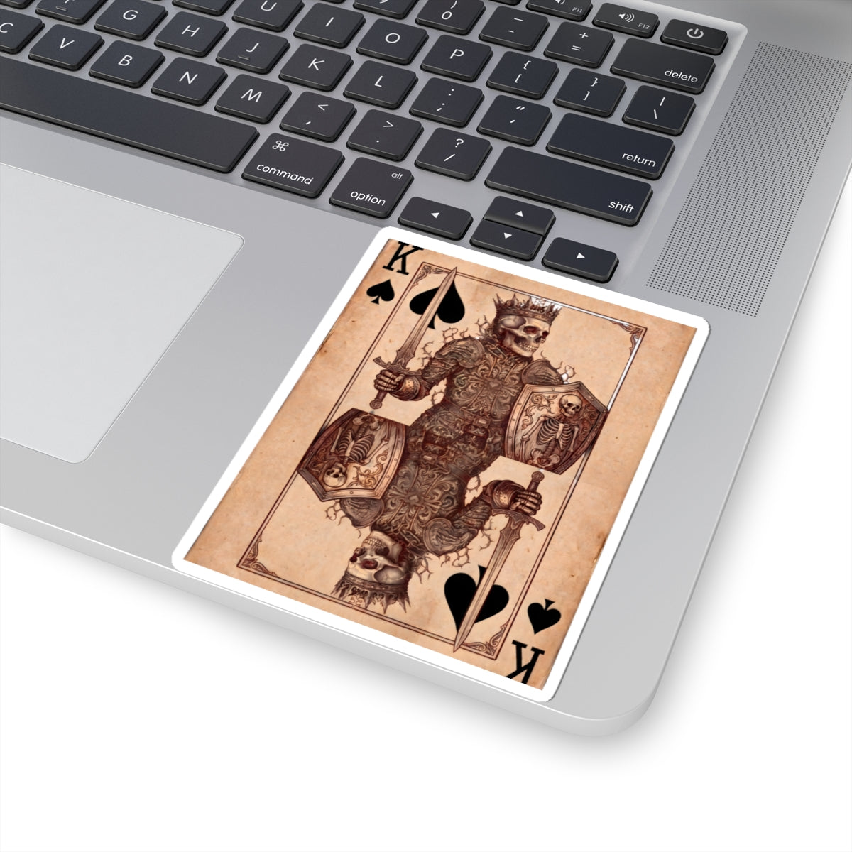 King of Spades Skull Sticker — Vintage Playing Card Kiss-Cut Sticker