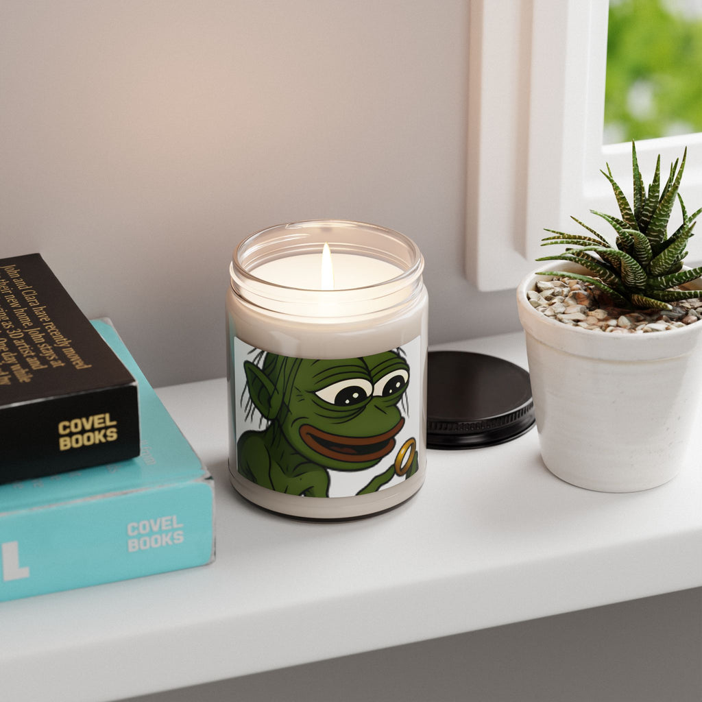 Soy Candle — Whimsical Green Creature Illustration (9 oz)
