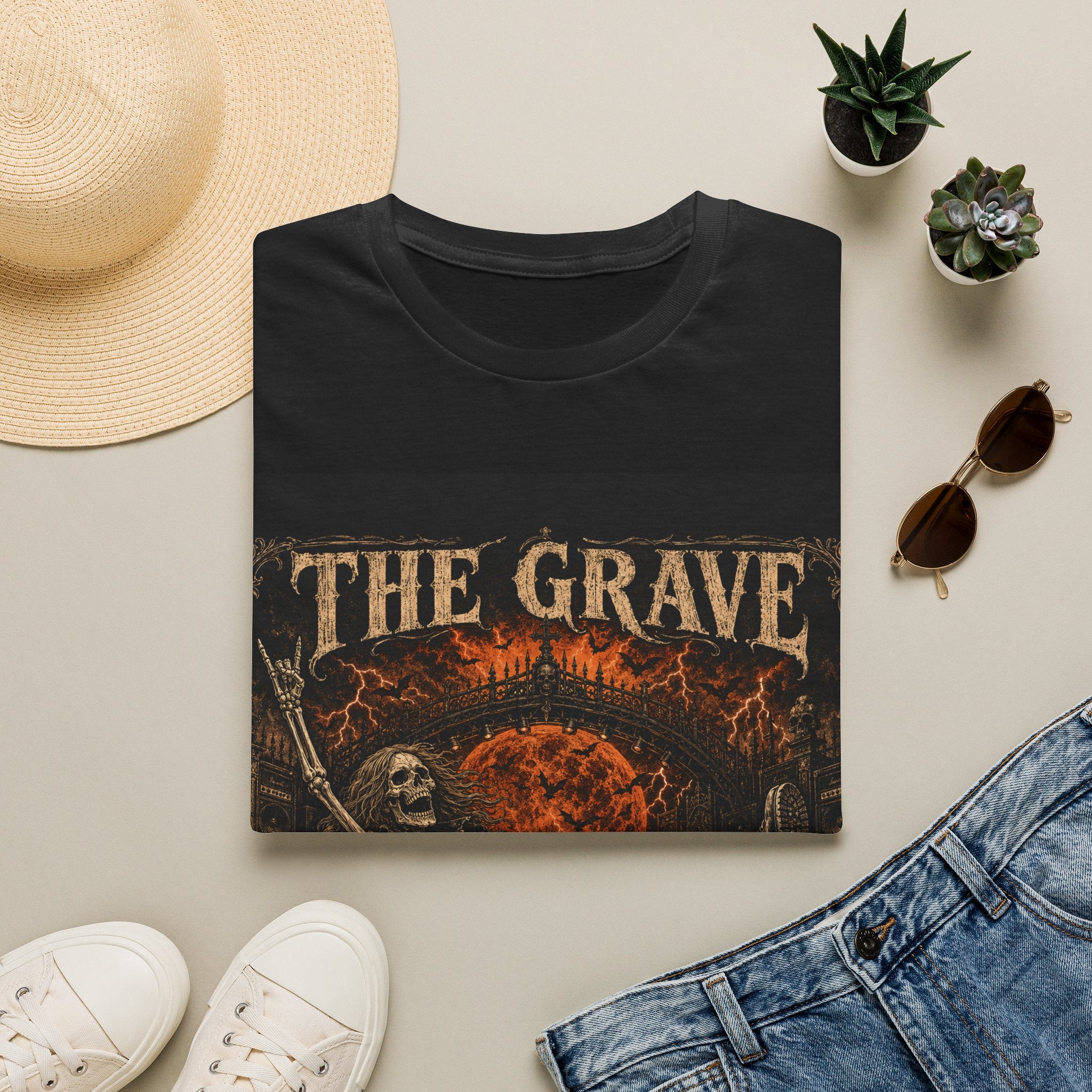 The Grave Can Wait T-Shirt — Vintage Skeleton Rock Gothic Tee