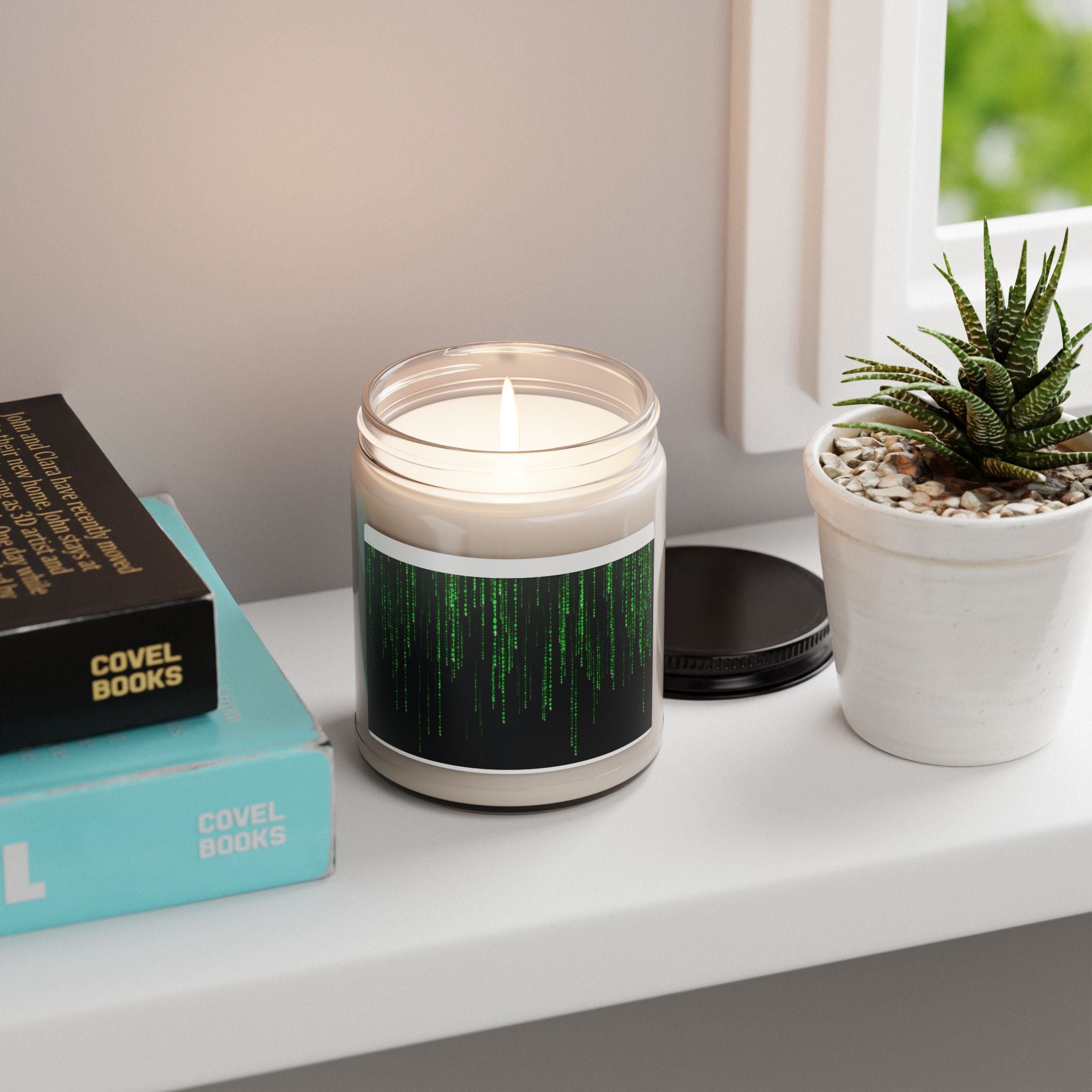 Matrix Rain Scented Soy Candle — 9oz Cybergreen Aromatherapy Jar