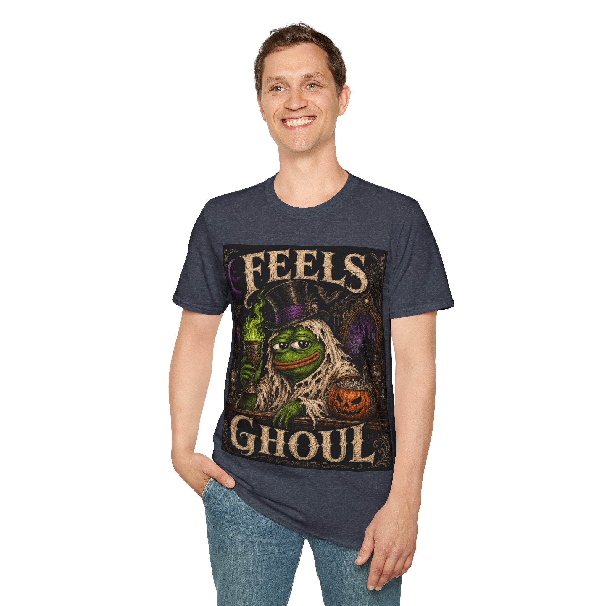Feels Ghoul Halloween T‑Shirt — Spooky Witch Pepe Graphic
