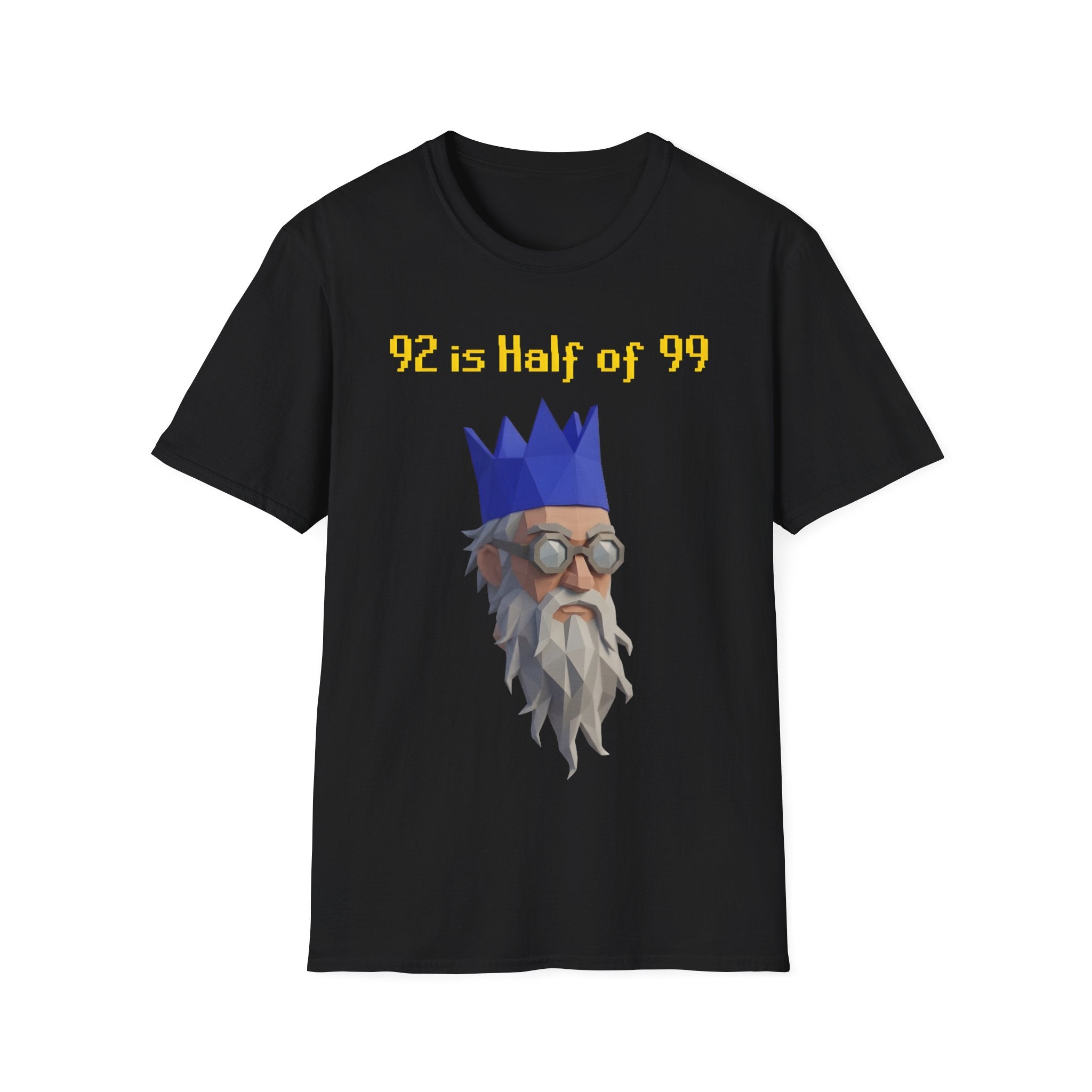 “92 is half of 99” Graphic T‑Shirt — Retro Pixel King Math Humor Tee